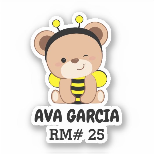 Babybeer Bij Kostuum Schoolfles Sticker (Voorkant)