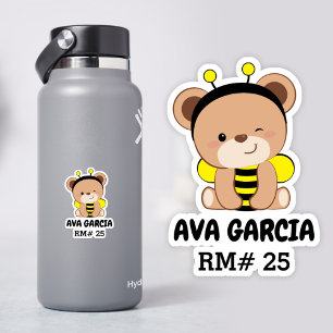 Babybeer Bij Kostuum Schoolfles Sticker