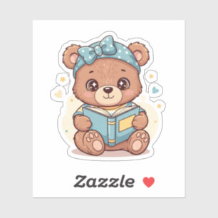 Babybeer die een boek leest sticker