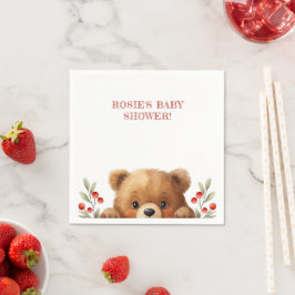 Babybeer en lijsterbes baby shower servet