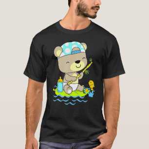 Babybeer in luier aan het vissen t-shirt
