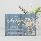 Babyblaas en borstvogel Dusty Blue Baby shower Kaart (Staand voorkant)