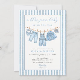 Babyblauw baby spijkerbaby shower waslijn denim kaart