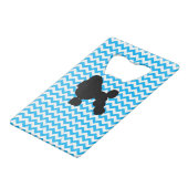 Babyblauw Chevron met portret Creditkaart Flessenopener (Voorkant Gekanteld)