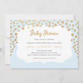 Babyblauw en bruin baby shower kaart (Voorkant)