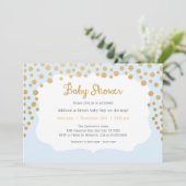 Babyblauw en bruin baby shower kaart (Staand voorkant)