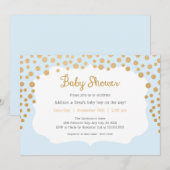 Babyblauw en bruin baby shower kaart (Voorkant / Achterkant)