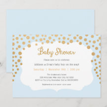 Babyblauw en bruin baby shower