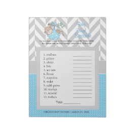 Babyblauw en grijs Baby shower Notitieblok