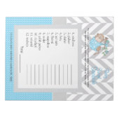 Babyblauw en grijs Baby shower Notitieblok (Voorkant)