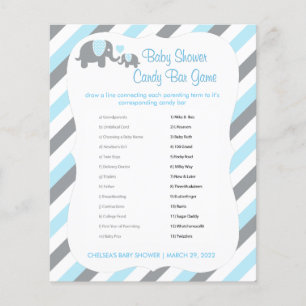 Babyblauw en grijze streep olifant - Snoep balk Flyer