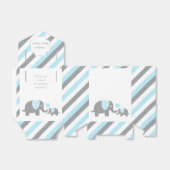 Babyblauw en grijze strepe olifant bedankdoosjes (Uitgevouwen)