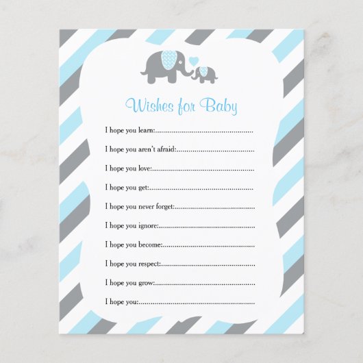 Babyblauw en grijze strepe olifant - Vernissen Flyer (Voorkant)