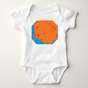 Babyblauw en lichtoranje rond ontwerp romper