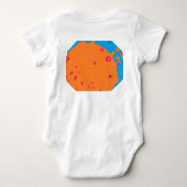 Babyblauw en lichtoranje rond ontwerp romper (Achterkant)