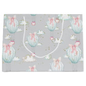 Babyblauw en roze hete luchtballonnen groot cadeauzakje (Voorkant)