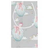 Babyblauw en roze hete luchtballonnen klein cadeauzakje (Achterkant)