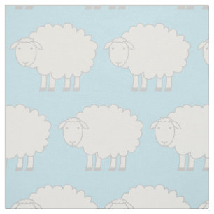 Babyblauw en wit boerderij van schapenvlees stof