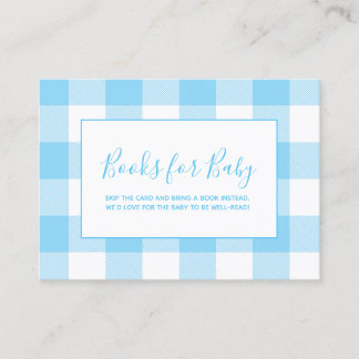 Babyblauw en wit geruit Boeken voor Baby-cadeau Informatiekaartje
