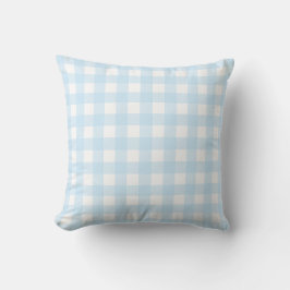 Babyblauw en wit groot geruit patroon. kussen