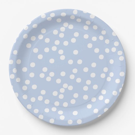 Babyblauw en witte Confetti / pokadots Papieren Bordje (Voorkant)