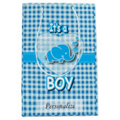 Babyblauw en witte geplakt Baby Medium Cadeauzakje (Voorkant)