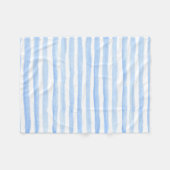 Babyblauw en Witte horizontale strepe Waterverf Fleece Deken (Voorkant (Horizontaal))