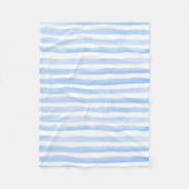 Babyblauw en Witte horizontale strepe Waterverf Fleece Deken (Voorkant)