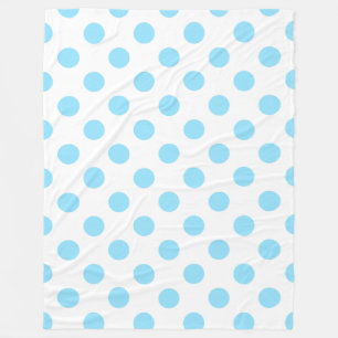 Babyblauw en witte polka stippen fleece deken