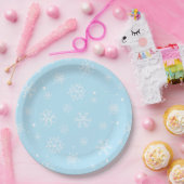 Babyblauw en witte sneeuwvlokken papieren bordje (Feest)