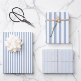 Babyblauw en witte strepen inpakpapier vel
