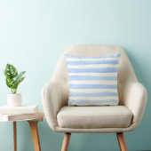 Babyblauw en Witte Waterverf Horizontale Striped Kussen (Stoel)