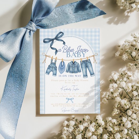 Babyblauw feestje uitnodiging