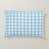 Babyblauw Gingham Accent Kussen (Achterkant)