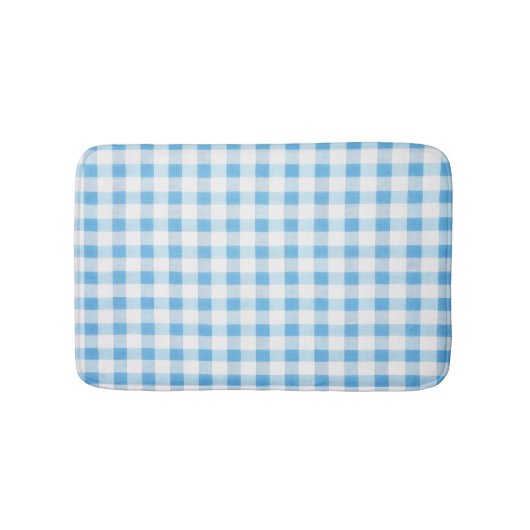 Babyblauw Gingham Badmat (Voorkant)