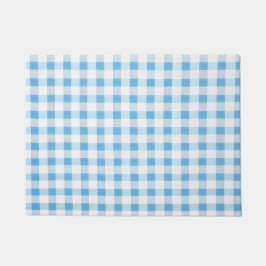 Babyblauw Gingham Deurmat