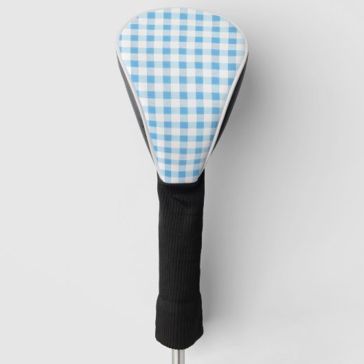 Babyblauw Gingham Golfheadcover (Voorkant)