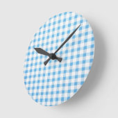 Babyblauw Gingham Ronde Klok (Hoek)
