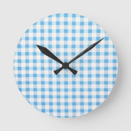 Babyblauw Gingham Ronde Klok