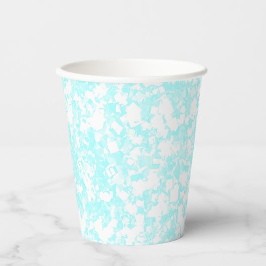 babyblauw glitereffect papieren bekers (Voorkant)