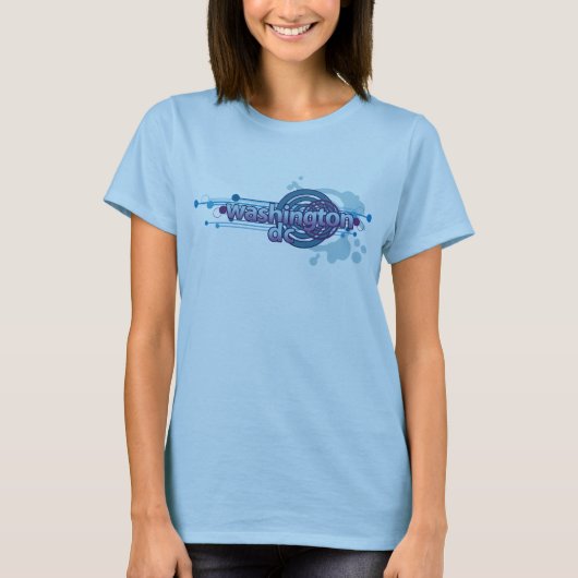 Babyblauw grafisch programma Washington DC T-Shirt (Voorkant)