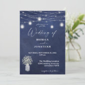 Babyblauw karton en jar-tekenlampjes kaart (Staand voorkant)