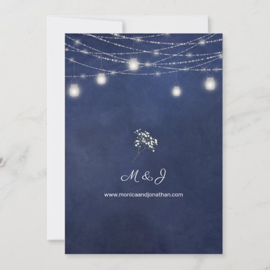 Babyblauw karton en jar-tekenlampjes kaart (Achterkant)