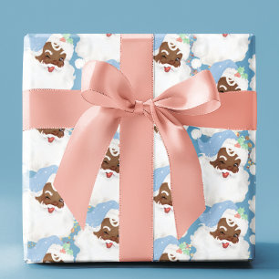 Babyblauw kerstcadeautje cadeaupapier