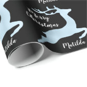 Babyblauw kerstrendierpatroon op maat cadeaupapier (Rol Hoek)