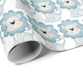 Babyblauw leeuwenpakpapier cadeaupapier (Rol Hoek)