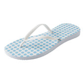Babyblauw op Witte Medium Horizontale Polka Dots Teenslippers (Schuin)