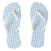 Babyblauw op Witte Medium Horizontale Polka Dots Teenslippers (Voetbed)