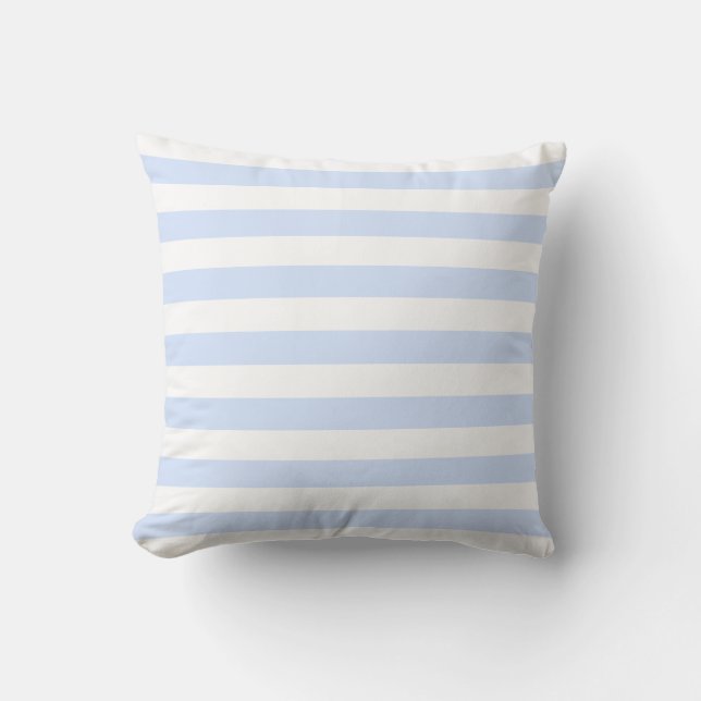 Babyblauw pastel en wit lijnpatroon kussen (Voorkant)