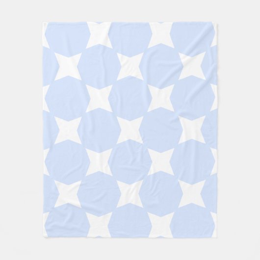 Babyblauw pastel & wit sterrenpatroon ontwerp fleece deken (Voorkant)